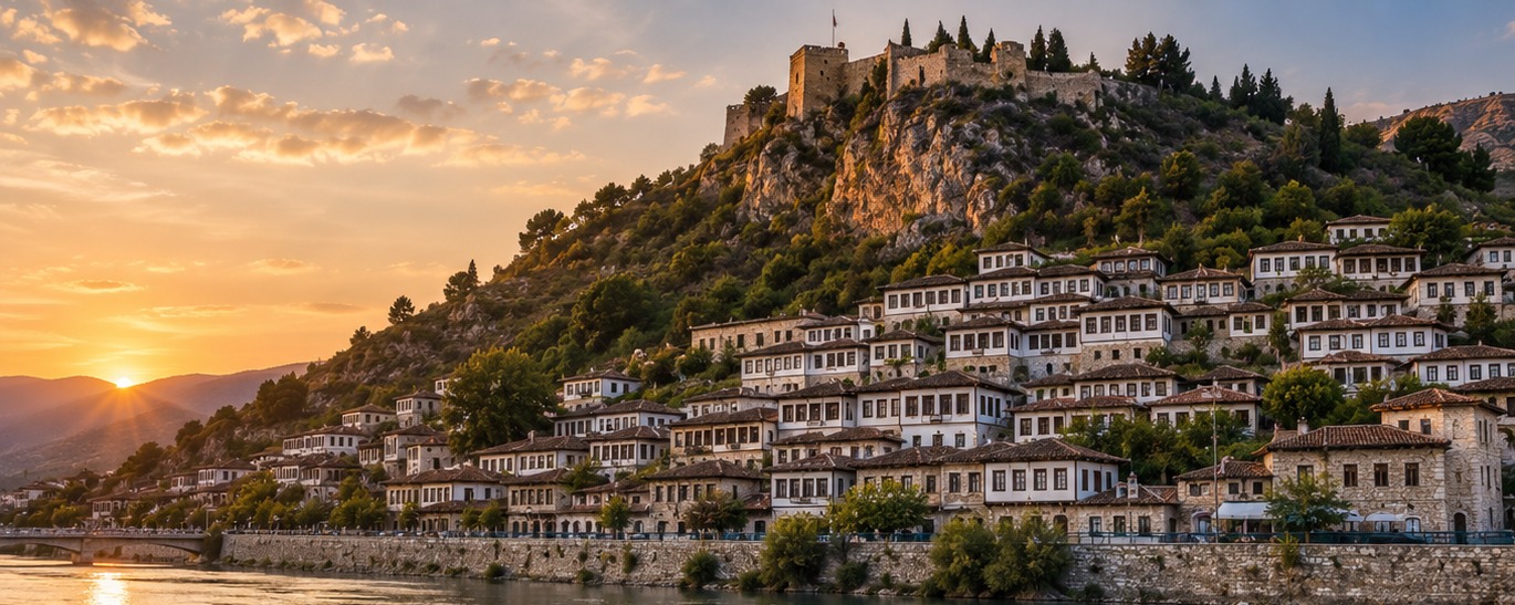 Castillo de Berat sobre la ciudad de las mil ventanas