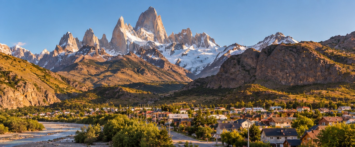 El pueblo de El Chaltén a los pies de la cordillera