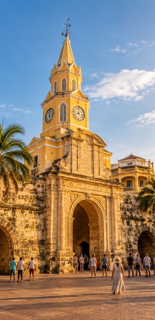 Torre del Reloj, puerta de entrada a la ciudad amurallada de Cartagena