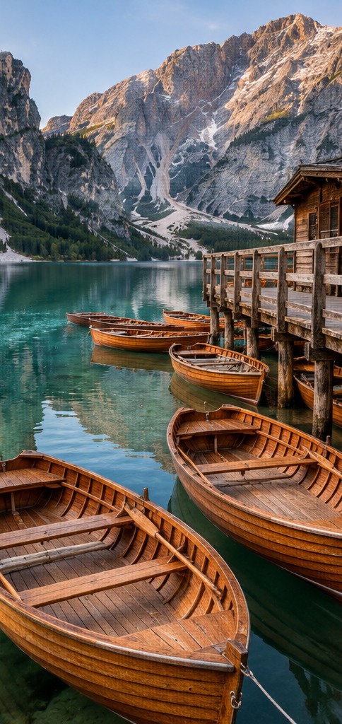 Barcas de madera en el Lago di Braies