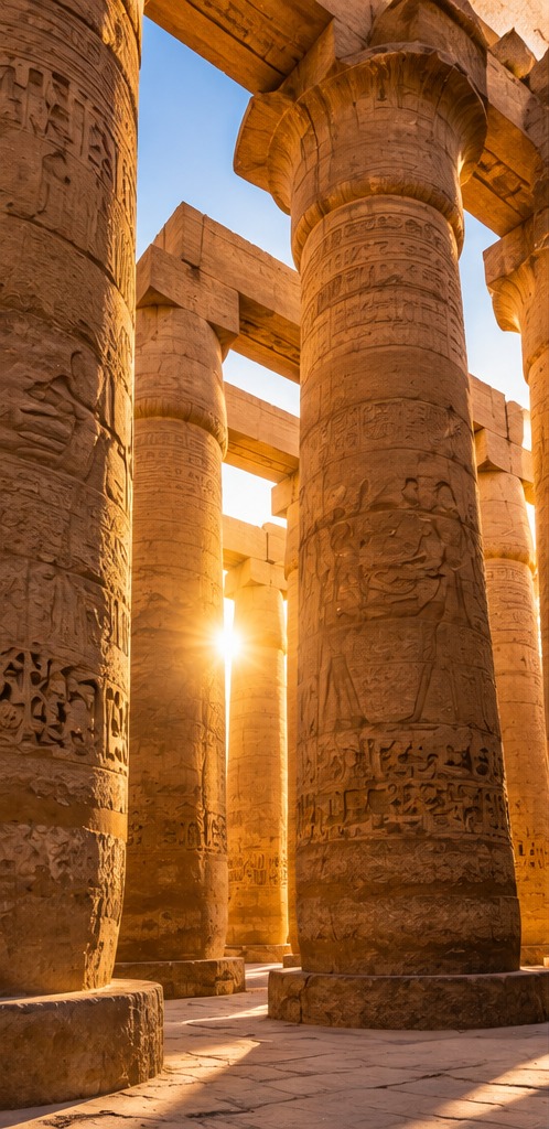 Columnas monumentales de la sala hipóstila del templo de Karnak, Luxor
