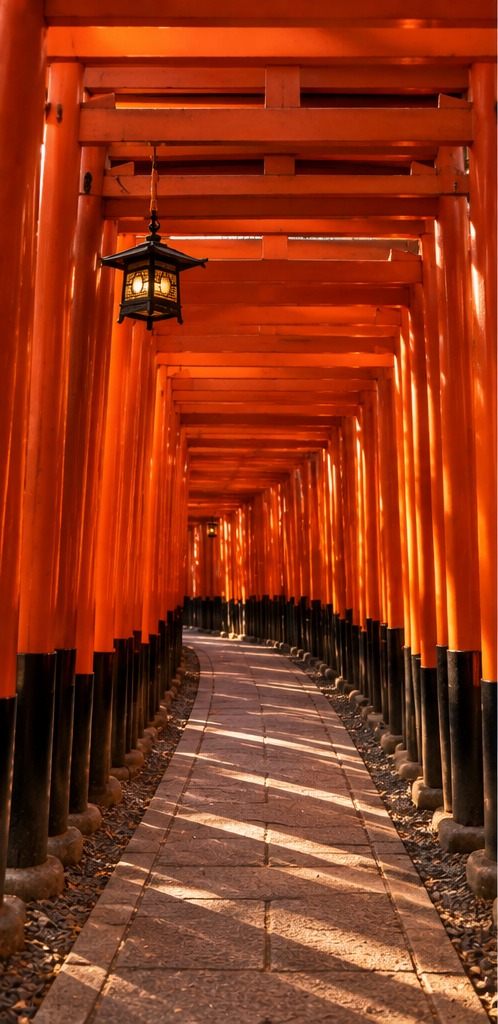 Túnel de torii rojos en el santuario de Fushimi Inari, Kioto