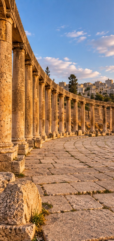 Columnas romanas de la plaza oval de Jerash