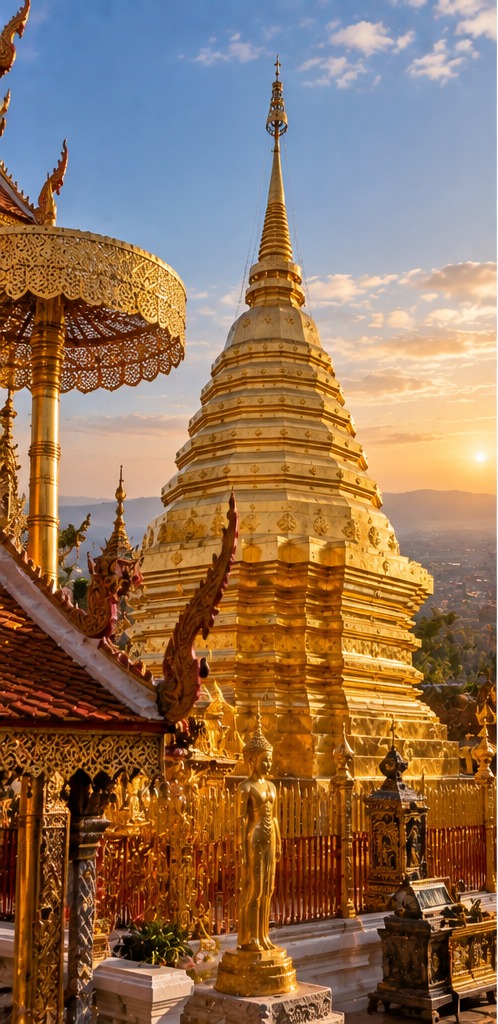 Chedi dorado de Wat Phra That Doi Suthep, Chiang Mai
